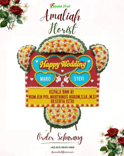 Karangan Papan Bunga Pernikahan di Aula Jayang Tingang Palangkaraya